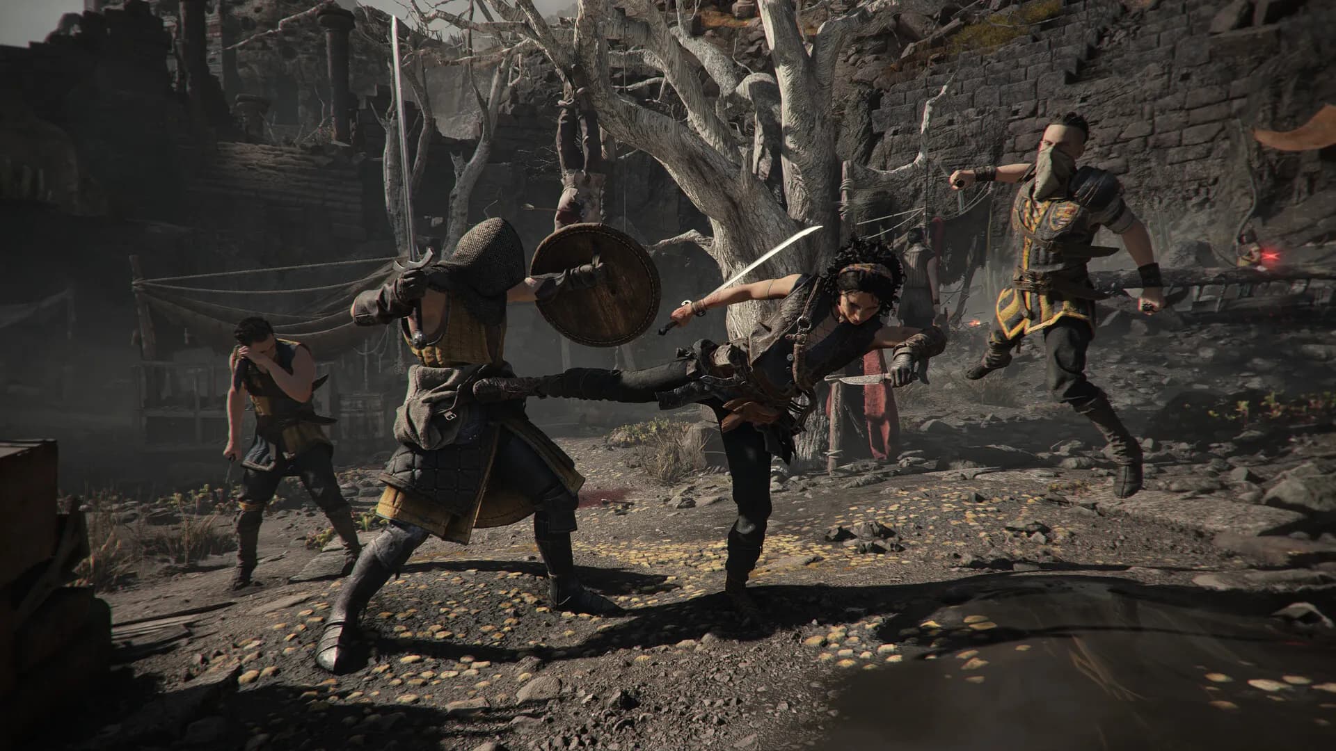 Sophia parries a soldier during combat in an official screenshot